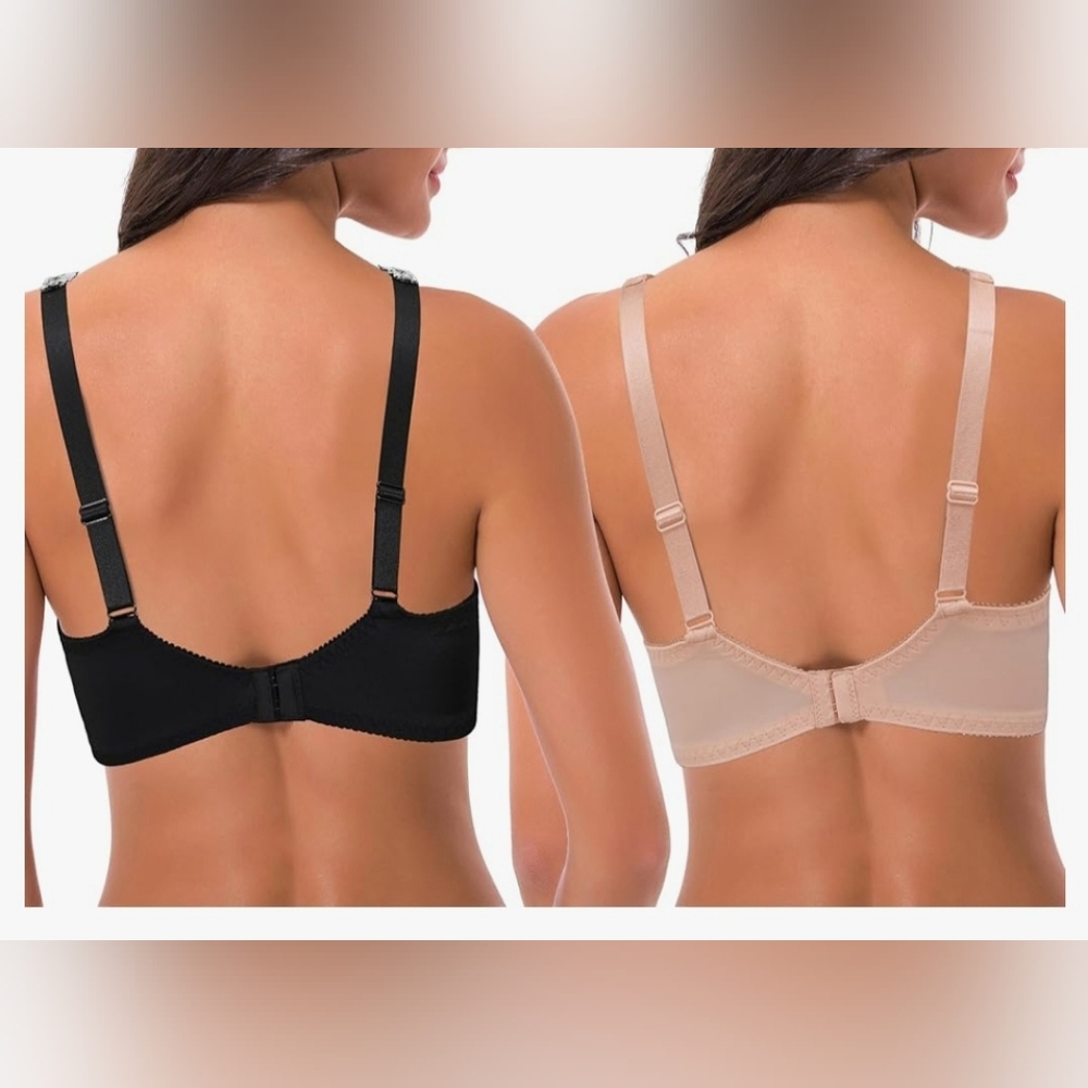 Curve Muse. Elegant Lace Minimizer Underwire Bra. Black and Tan. Size 38C. NWT. - Picture 4 of 14